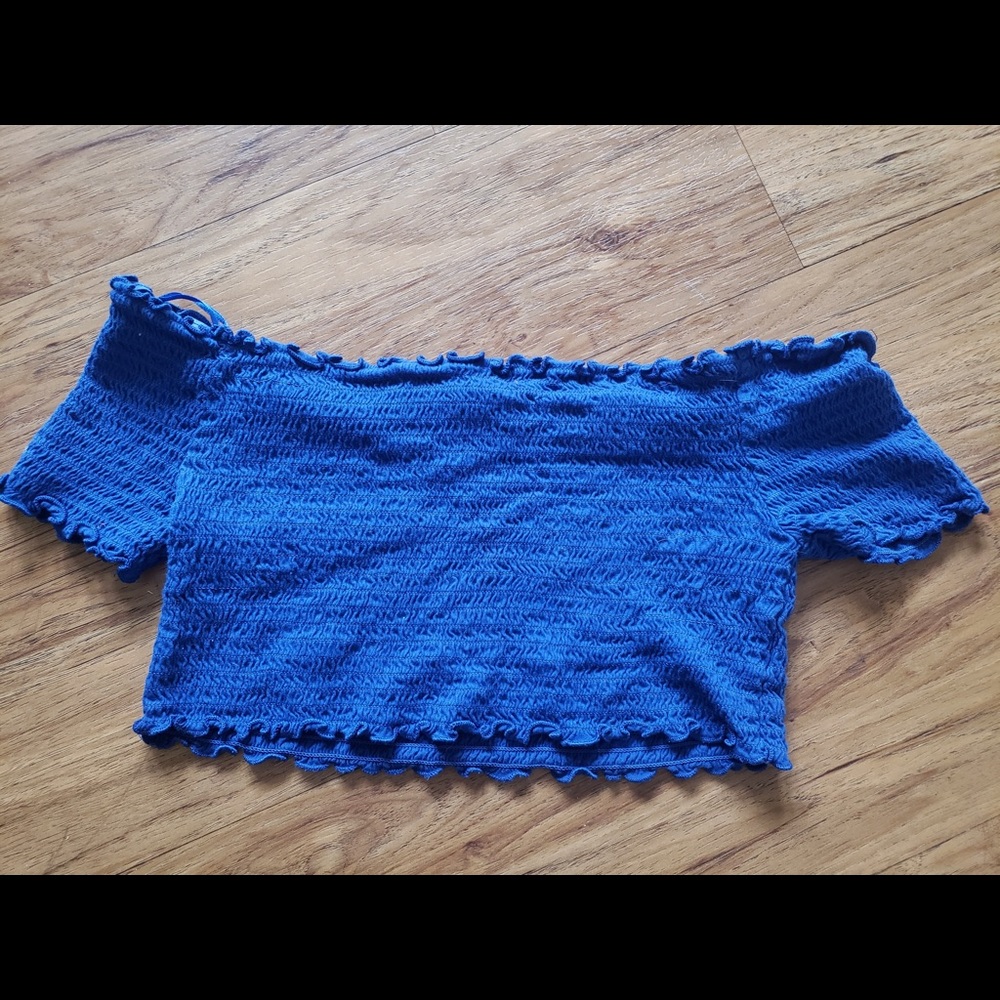 Stylish off the shoulder blue top